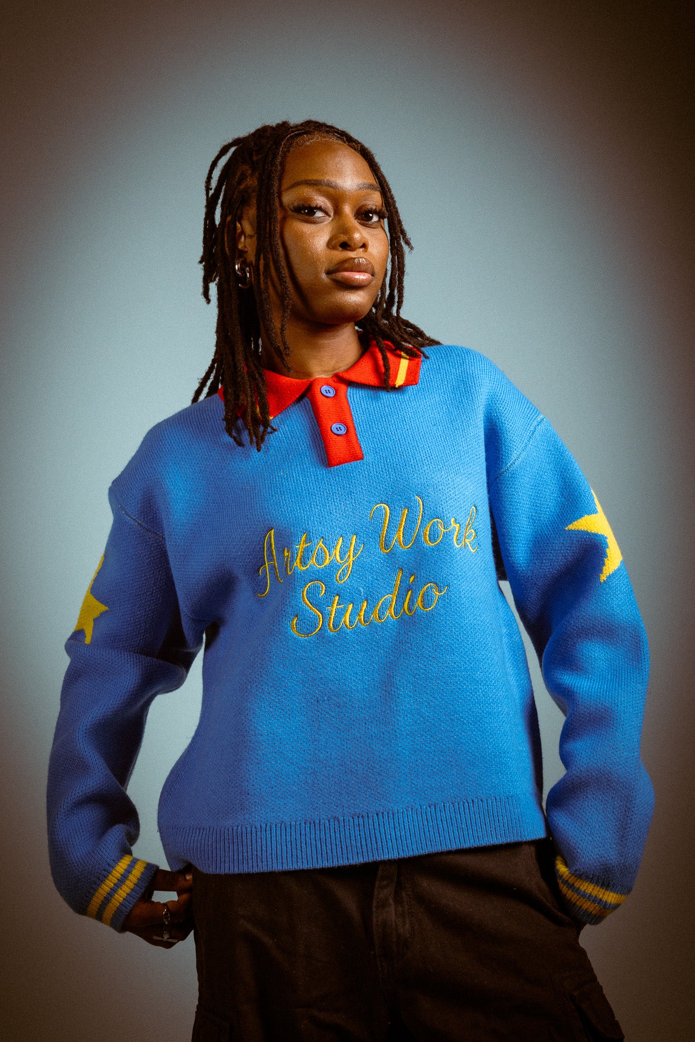 Artsy work classic embroidered sweater